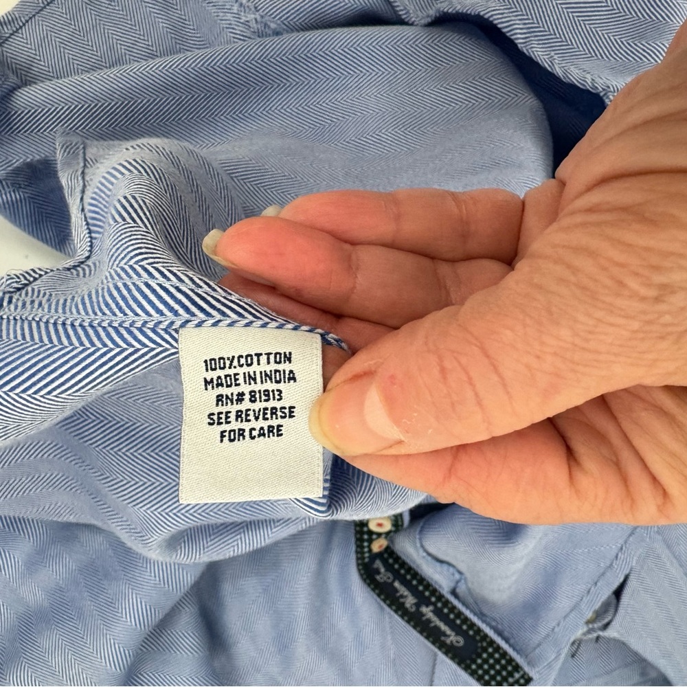 Robert Graham Button Down French Cuff Shirt Men’s 2XL Blue Houndstooth - Picture 9 of 13